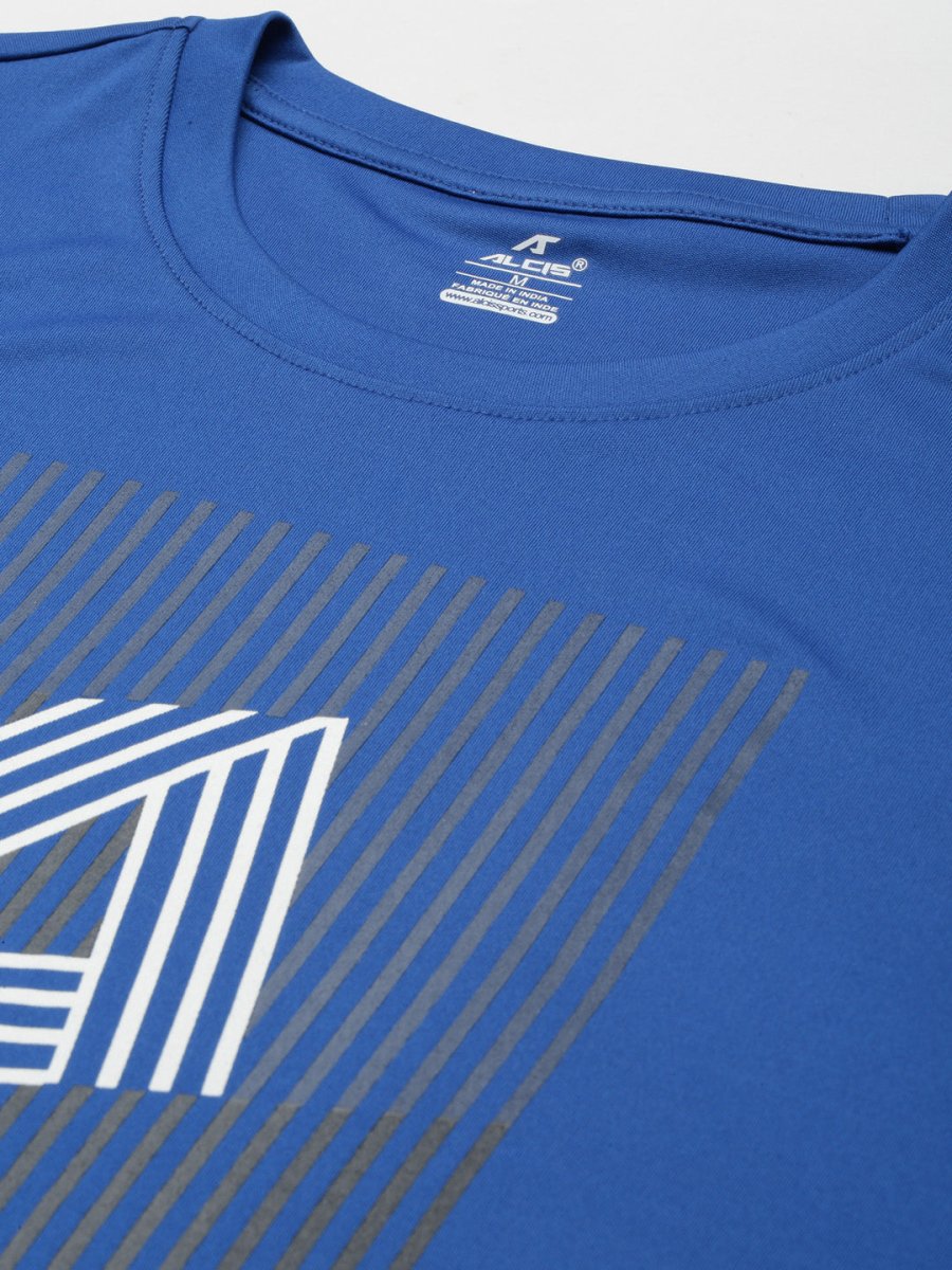 Alcis Men Blue Typography Printed Slim Fit Training Or Gym T-shirt - Distacart