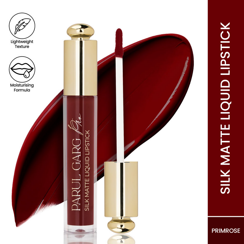 Parul Garg Beauty Silk Matte Liquid Lipstick, Long Lasting & Transfer-Proof - Primrose, Deep Maroon - Dista
