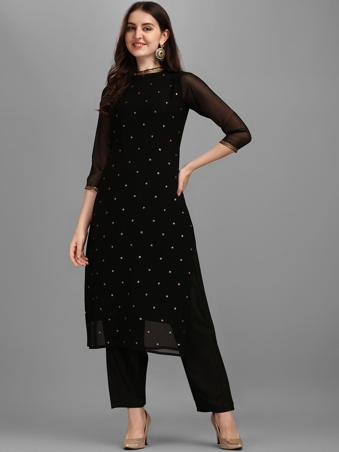 Kalini Sequin Embellished Straight Kurta with Trousers