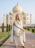 Thumbnail for Anaita White Crepe Stitched Suit With Sequence Embroidery Work - Distacart