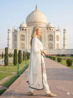 Thumbnail for Anaita White Crepe Stitched Suit With Sequence Embroidery Work - Distacart