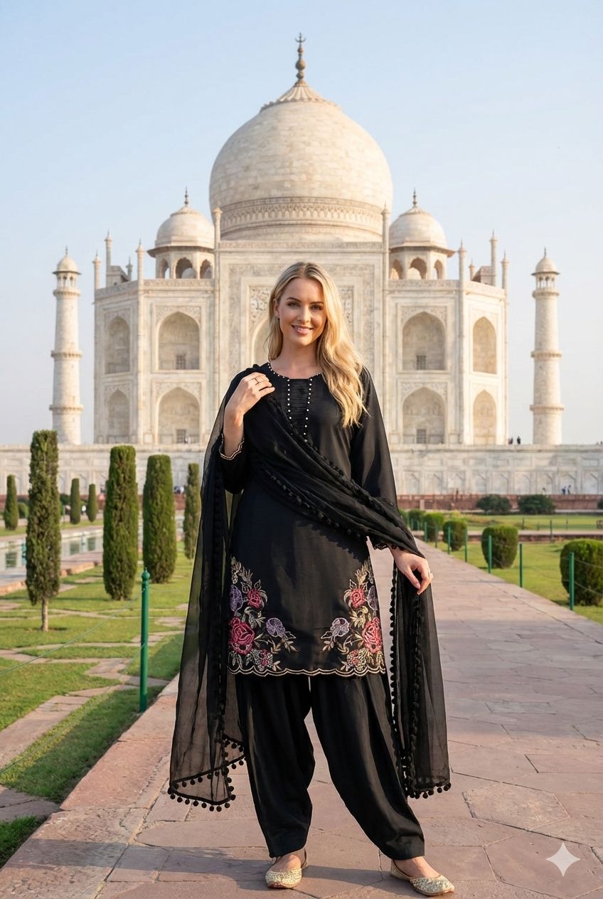 Anaita Black Crepe Stitched Suit With Sequence Embroidery Work - Distacart