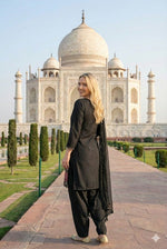 Thumbnail for Anaita Black Crepe Stitched Suit With Sequence Embroidery Work - Distacart