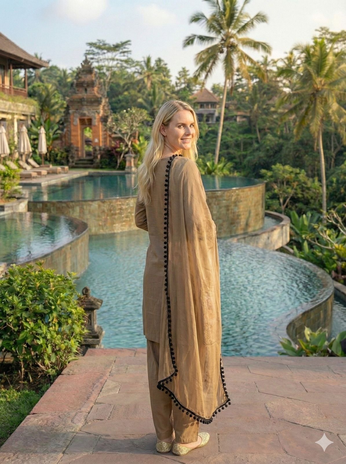 Anaita Beige Crepe Stitched Suit With Sequence Embroidery Work - Distacart