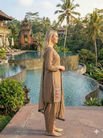 Thumbnail for Anaita Beige Crepe Stitched Suit With Sequence Embroidery Work - Distacart