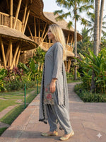 Thumbnail for Anaita Grey Crepe Stitched Suit With Sequence Embroidery Work - Distacart