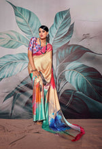 Thumbnail for Anaita Cream Pure Satin Silk With Zari Weaving Saree With Blouse - Distacart