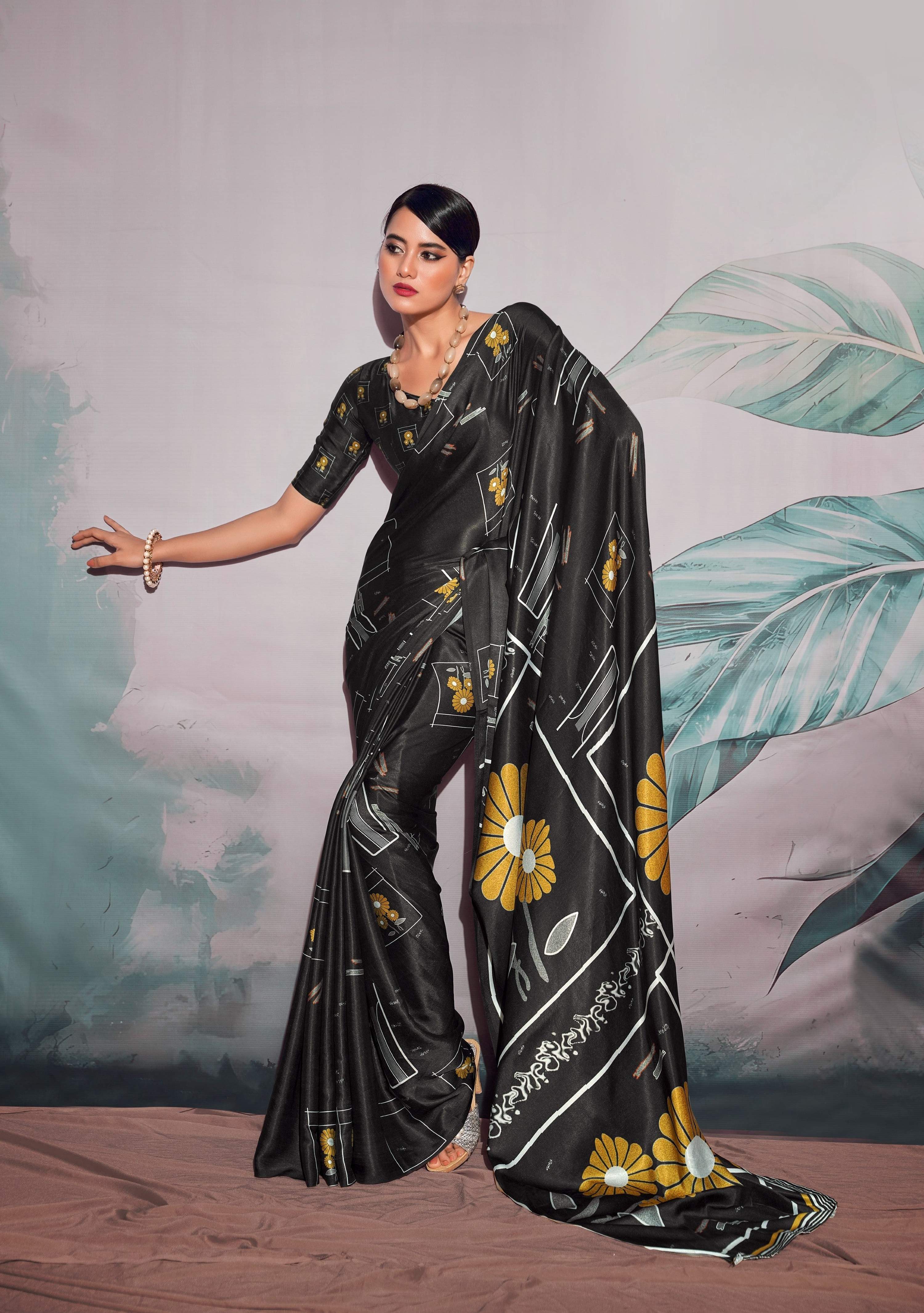 Anaita Black Pure Satin Silk With Zari Weaving Saree With Blouse - Distacart