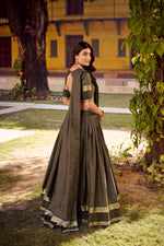 Thumbnail for Evanik Grey Cotton With Chex Zari Weaving Lehenga Choli - Distacart