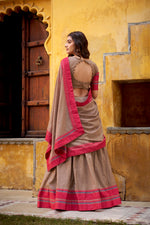 Thumbnail for Lorenvalley Fashion Chiku Pure Chanderi Thread Work Lehenga Choli with Dupatta