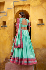 Thumbnail for Lorenvalley Fashion Skyblue Pure Chanderi Thread Work Lehenga Choli with Dupatta