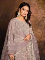 Thumbnail for Anaita Purple Embroidered Net Anarkali Suit - Distacart