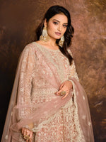 Thumbnail for Anaita Peach Embroidered Net Anarkali Suit - Distacart