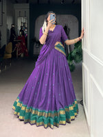 Thumbnail for Lorenvalley Fashion Purple Pure Chanderi Zari Weaving Work Lehenga Choli with Dupatta