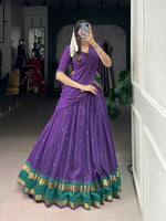 Thumbnail for Lorenvalley Fashion Purple Pure Chanderi Zari Weaving Work Lehenga Choli with Dupatta