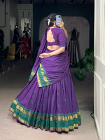 Thumbnail for Lorenvalley Fashion Purple Pure Chanderi Zari Weaving Work Lehenga Choli with Dupatta