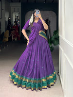 Thumbnail for Lorenvalley Fashion Purple Pure Chanderi Zari Weaving Work Lehenga Choli with Dupatta
