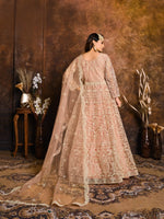 Thumbnail for Anaita Peach Embroidered Net Anarkali Suit - Distacart
