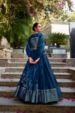 Thumbnail for Evanik Women Pure Chanderi Plain With Zari Weaving Work Border Stitched Lehenga With Unstitched Blouse Dupatta - Distacart