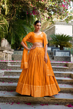 Thumbnail for Evanik Women Pure Chanderi Plain With Zari Weaving Work Border Stitched Lehenga With Unstitched Blouse Dupatta - Distacart