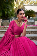 Thumbnail for Evanik Women Pure Chanderi Plain With Zari Weaving Work Border Stitched Lehenga With Unstitched Blouse Dupatta - Distacart