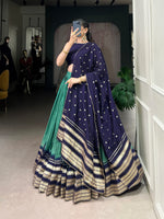 Thumbnail for Lorenvalley Firozi Pure Chanderi Plain With Zari Weaving Work Border Lehenga Choli - Distacart