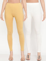 Thumbnail for TAG 7 Women Pack Of 2 Solid Comfort Fit Ankle-Length Cotton Leggings - Distacart