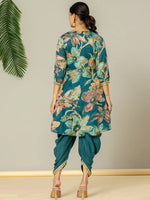 Thumbnail for Yufta Cotton Teal Blue Zari_Work Kurta Dhoti Dupatta Set