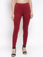 Thumbnail for TAG 7 Women Pack Of 2 Mustard Yellow & Maroon Solid Churidar-Length Leggings - Distacart