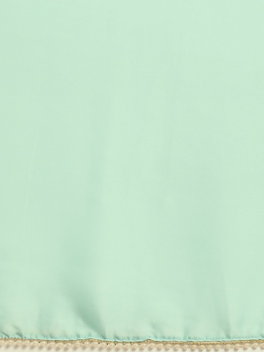 Anouk Sea Green Solid Saree - Distacart