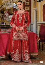 Thumbnail for Anaita Red Chinon Stitched Suit With Embroidery Work - Dista