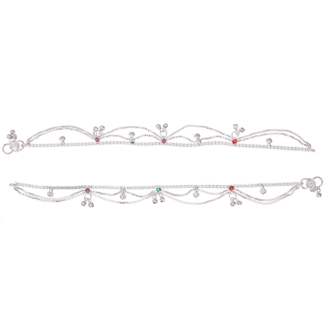 AanyaCentric Silver Plated Traditional Anklets Payal - Classic and Stylish for Women and Girls - Distacart