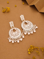 Thumbnail for Tehzeeb Creations Pack of 1 Gold Drop & Danglers Earring With Tikka For Women & Girls Diamond, Pearl Brass Drops & Danglers - Distacart