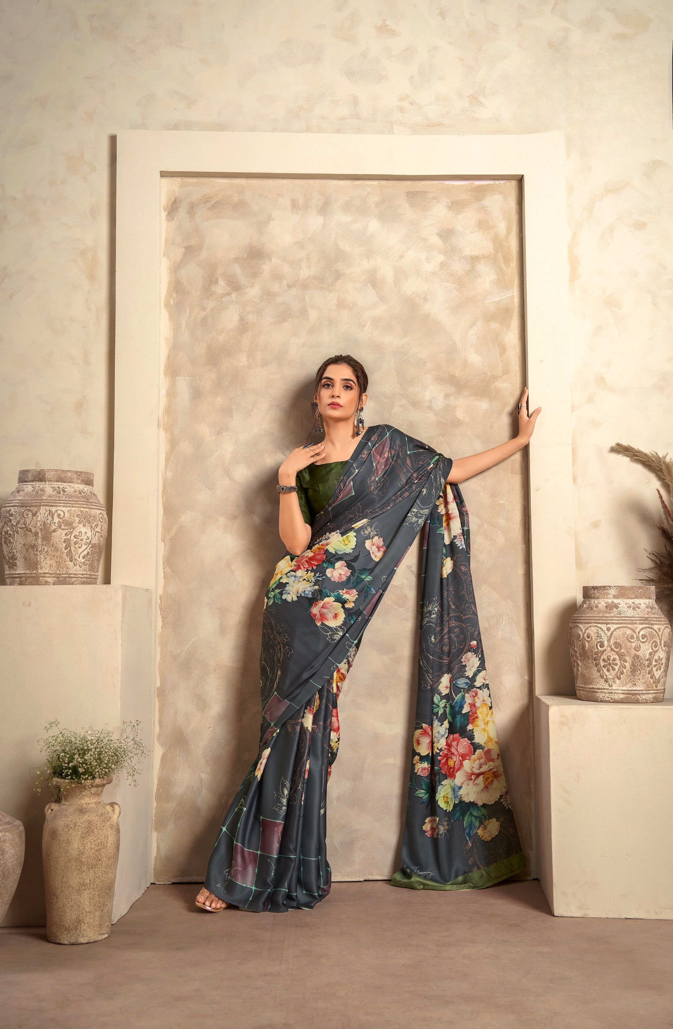 Anaita Black Soft Satin Silk With Zari Weaving Saree With Blouse - Distacart