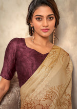 Thumbnail for Anaita Dark Cream Soft Satin Silk With Zari Weaving Saree With Blouse - Distacart