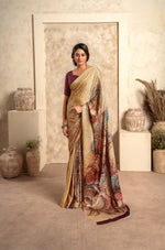 Thumbnail for Anaita Dark Cream Soft Satin Silk With Zari Weaving Saree With Blouse - Distacart