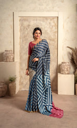 Thumbnail for Anaita Dark Navy Blue Soft Satin Silk With Zari Weaving Saree With Blouse - Distacart
