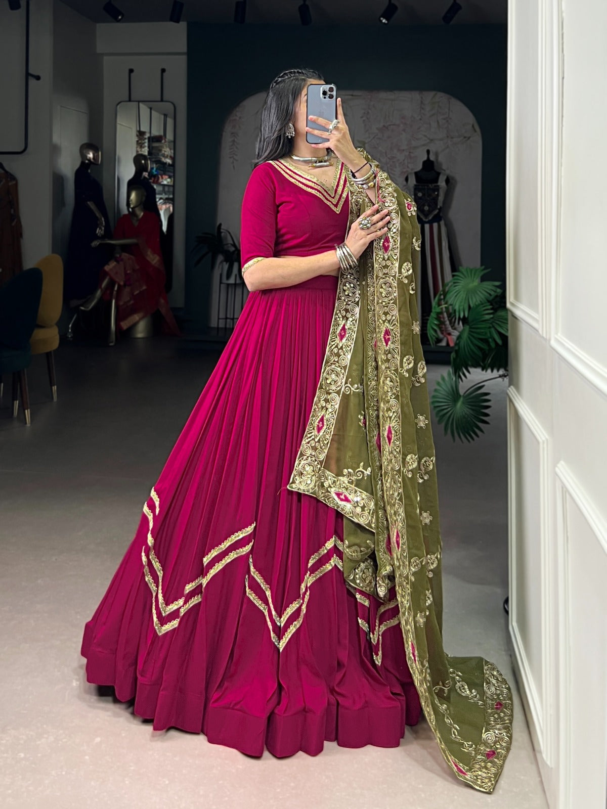 Lorenvalley Fashion Ranipink Pure Rayon Lace Touch Up Lehenga Choli with Dupatta - Distacart