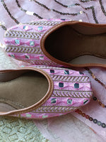 Thumbnail for Desi Colour Women Indian Ethnic Footwear-Mini Dabka-Pink Mirror Lines - Distacart