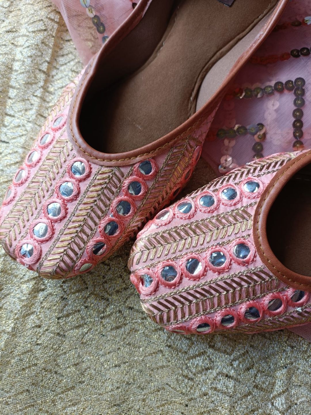 Desi Colour Women Indian Ethnic Footwear-Peach Embroidery - Distacart