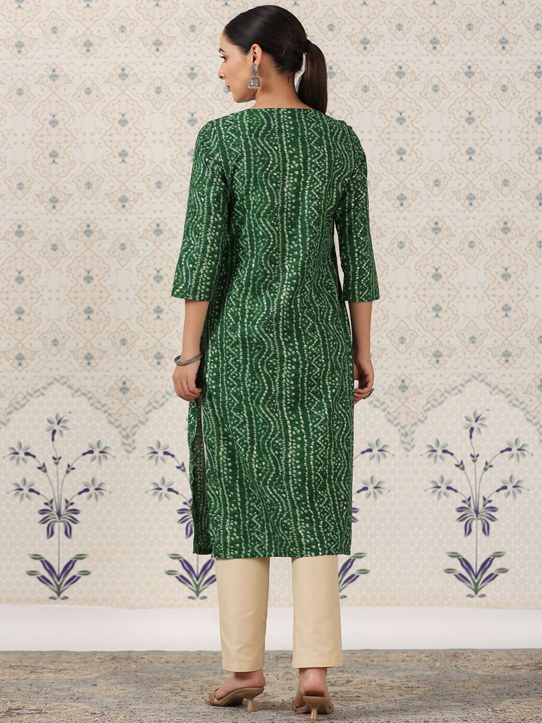 Ode by House of Pataudi Bandhani Printed Straight Kurta - Distacart