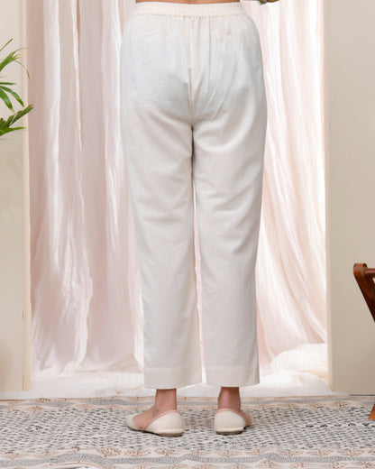 Vaasva Women Natural Cotton Flax Solid Straight Pants - Distacart