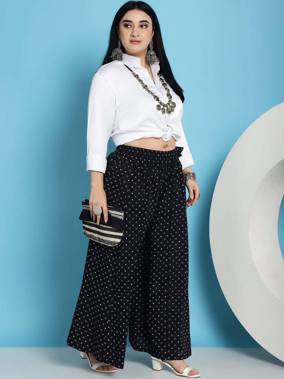 TAG 7 Floral Printed Flared Pure Cotton Palazzos - Distacart