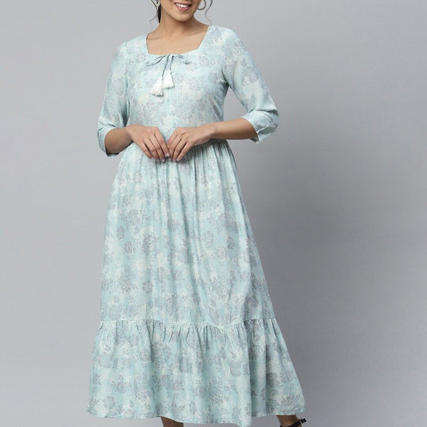 AURELIA Aurelia Women Blue Gathered LIVA Midi Dress - Distacart