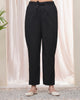 Vaasva Women Black Cotton Flax Solid Straight Pants - Distacart