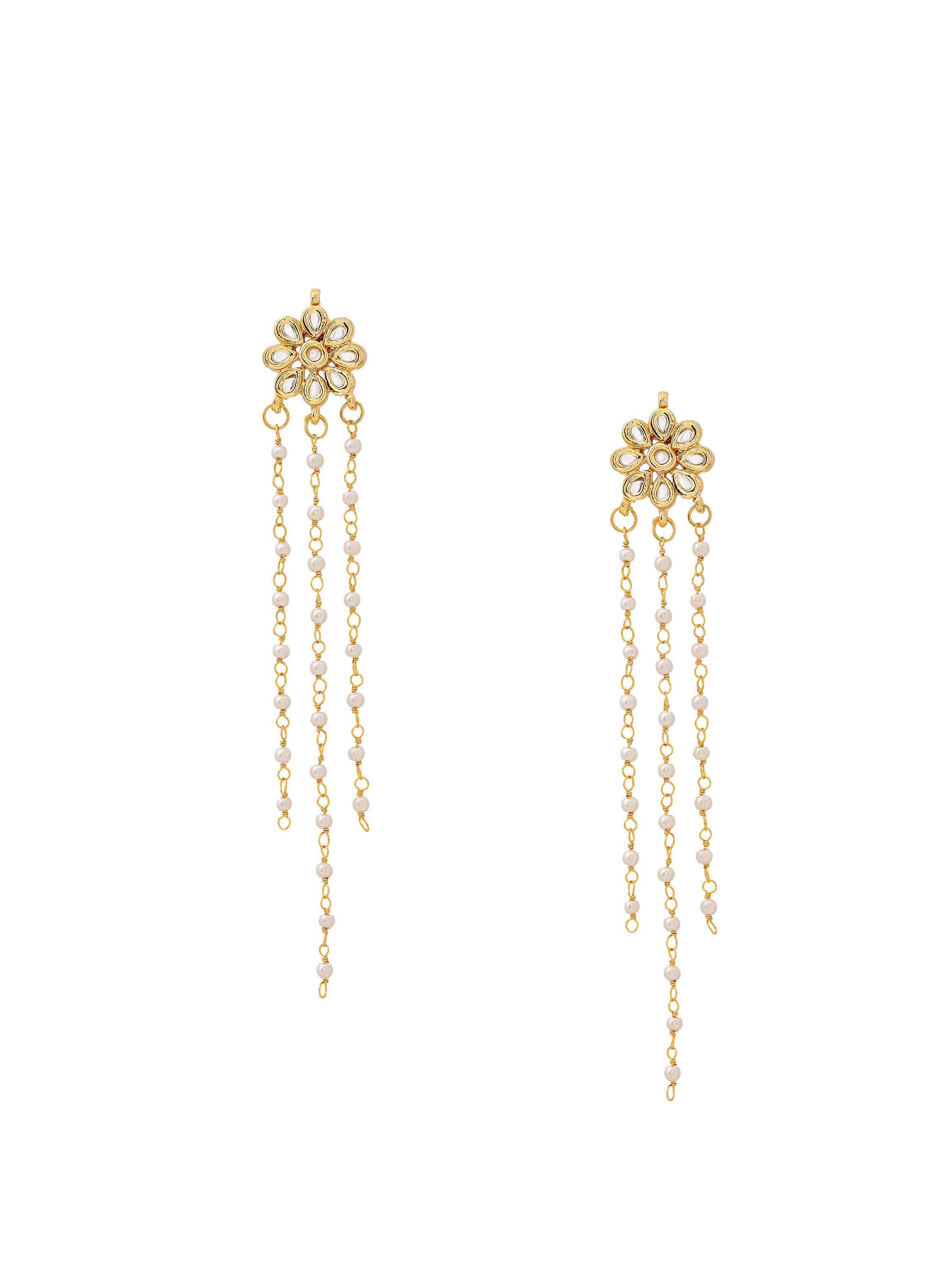 Ruby Raang Gold Kundan Necklace with Dangler Earrings
