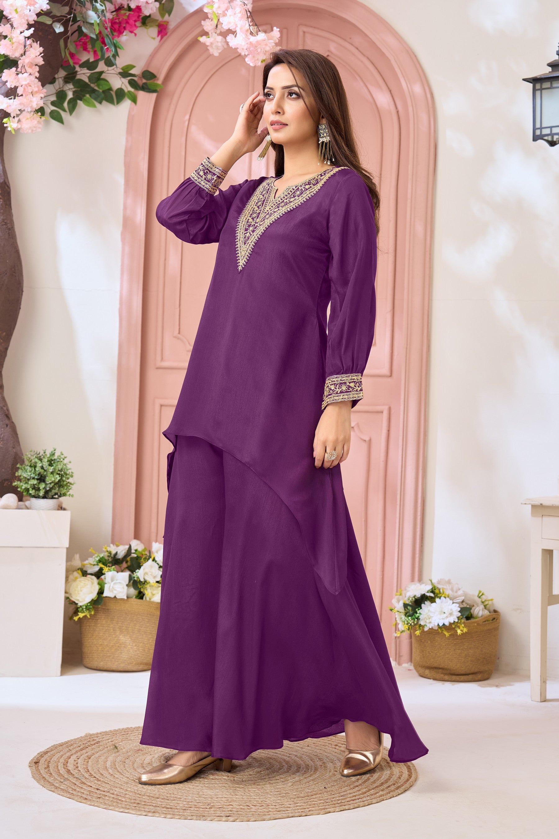 Anaita Purple Readymade Suit with Coding Work - Dista