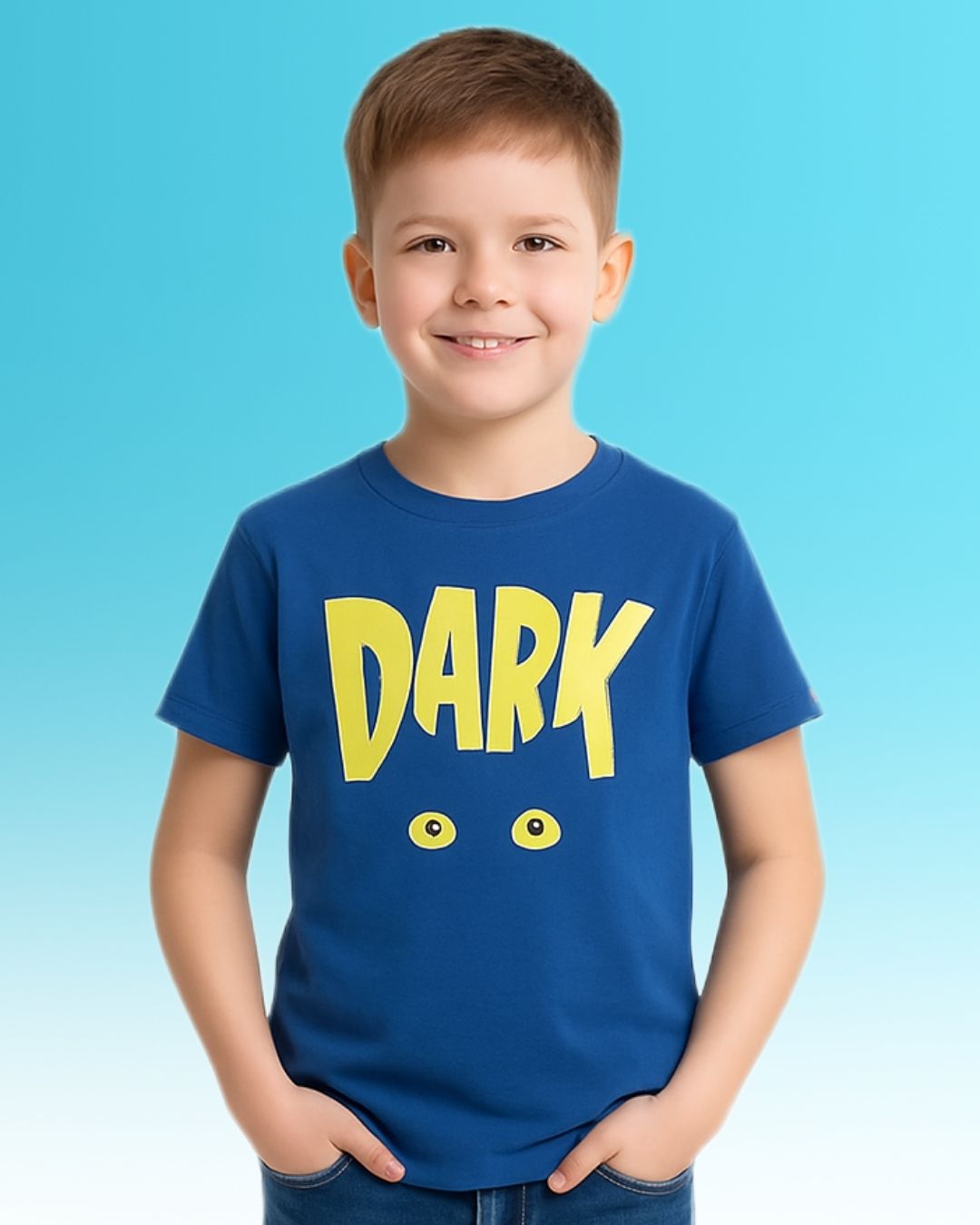 Chilins Round Neck Printed Super Combed Cotton T-shirt Color- Blue