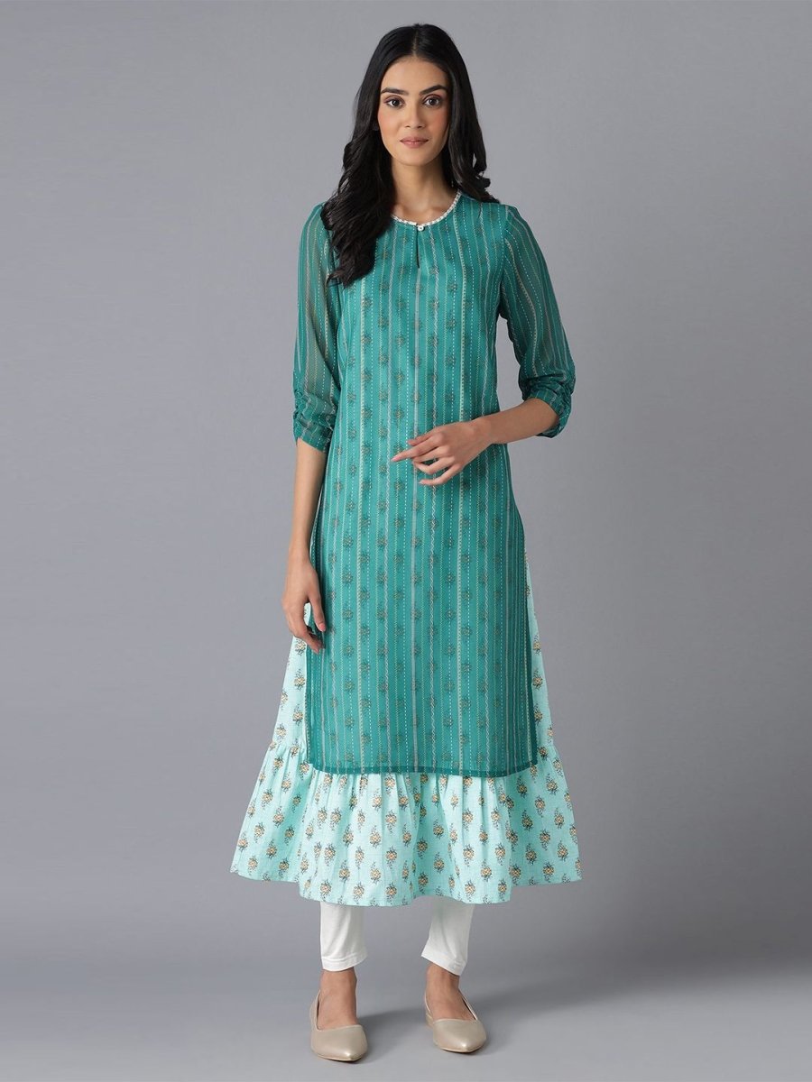 AURELIA Green & meadowbrook Ethnic Motifs A-Line Midi Dress - Distacart