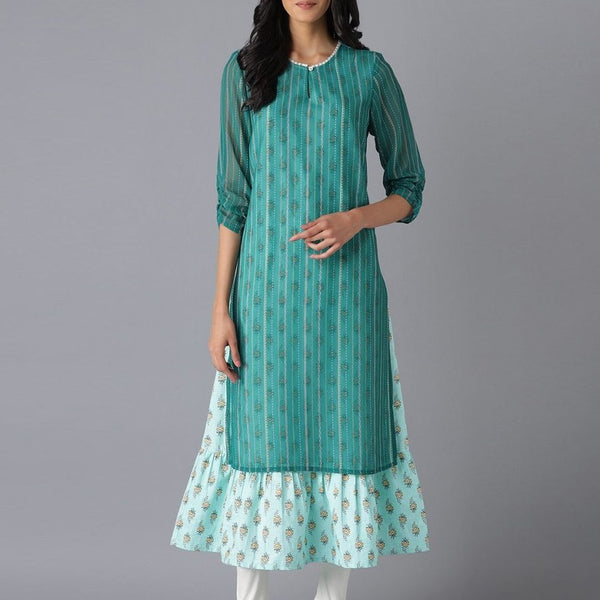 AURELIA Green & meadowbrook Ethnic Motifs A-Line Midi Dress - Distacart
